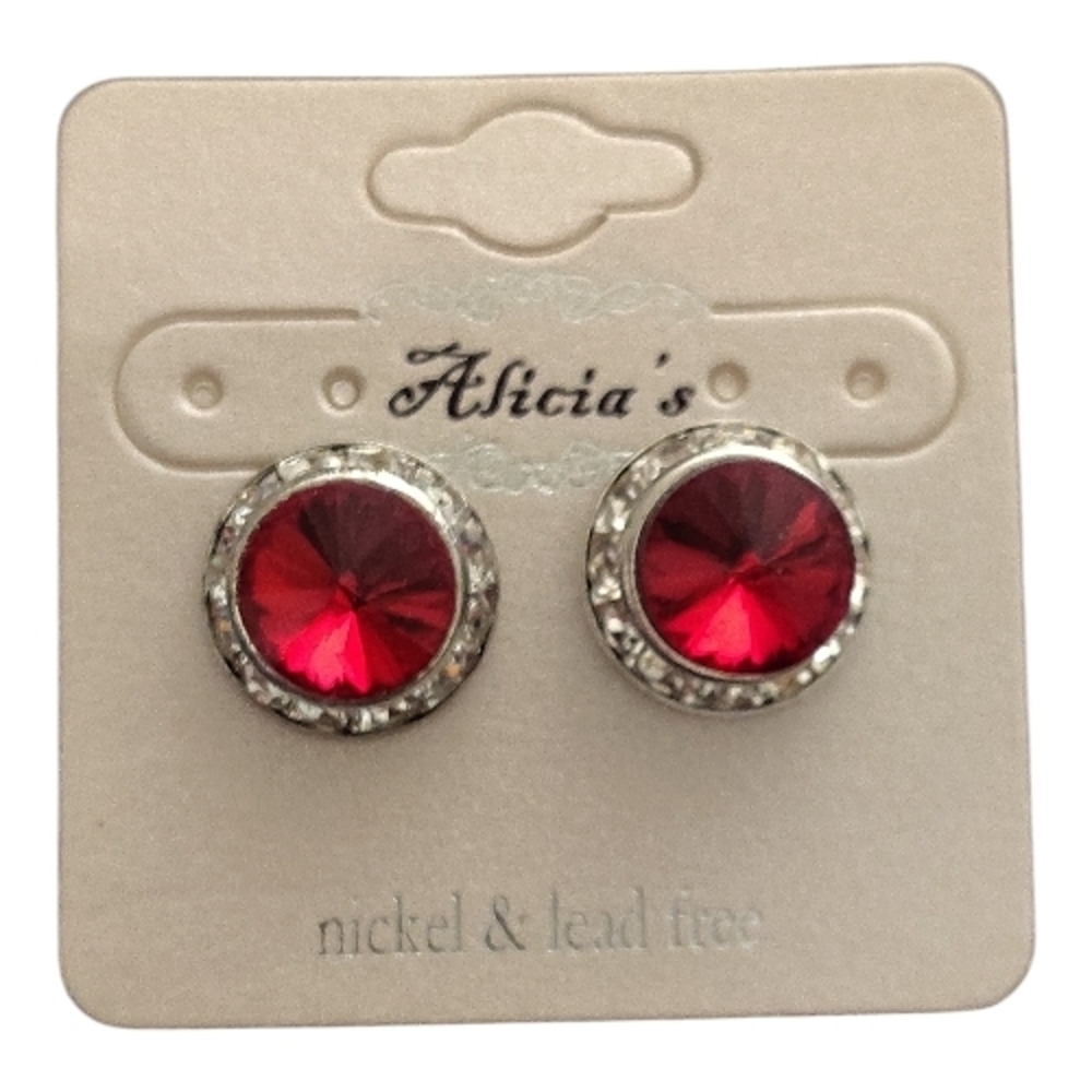 Red‎ and Silver Stud Earrings NWT